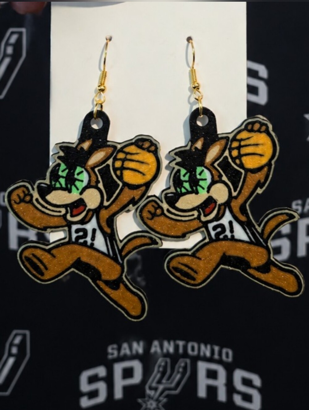NBA San Antonio Spurs Coyote Mascot Earrings